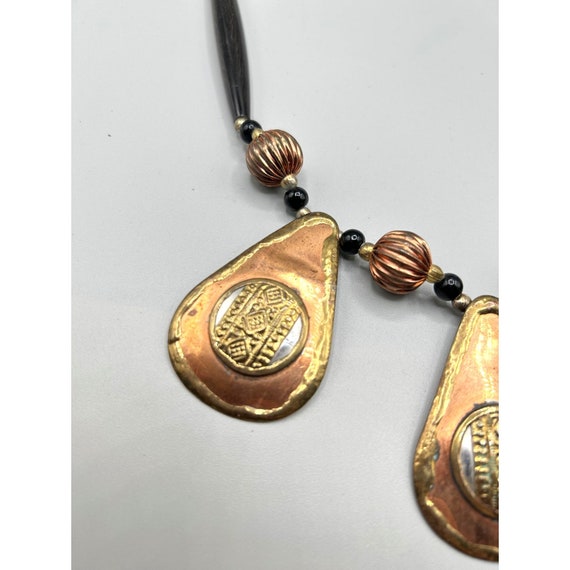Brutalist Mixed Metals Necklace Handmade 70s Jewe… - image 4