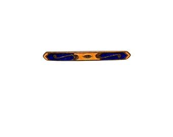 Antique Enamel Bar Pin Blue And Peach Color With C clasp Closure