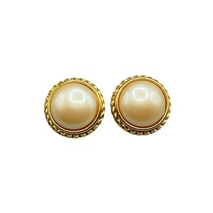 Vintage Gold Tone Clip On Faux Pearl Earrings Timeless Classic Earrings