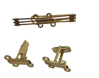 Vintage Flex Let Gold Filled Tie Bar & Cufflinks Set Vintage 1/20 12K GF Pieces