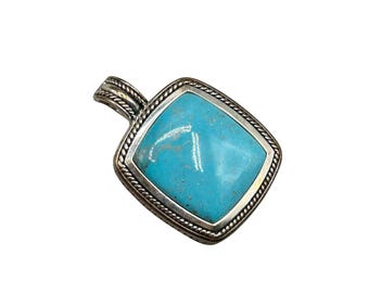 Sterling Silver Turquoise Enhancer Pendant Square Design Articulated Bail