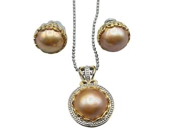 MICHAEL VALITUTTI Pearl Necklace And Earrings Set Gems En Vogue NH Sterling Silver