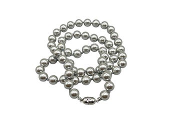 Monet Hand Knotted Faux Grey Pearls Necklace Vintage Elegant Jewelry Piece