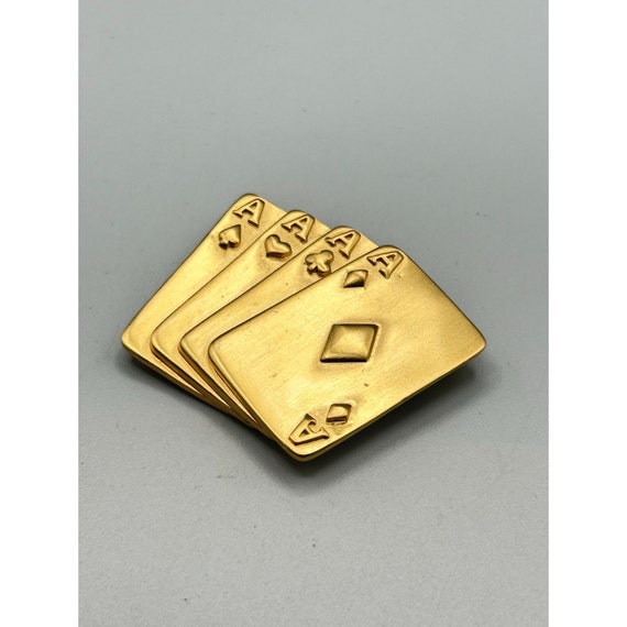Unsigned Anne Klein Aces of Cards Pin Brooch Matt… - image 3