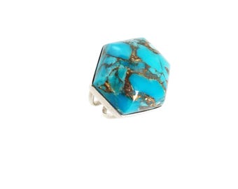 Jay King Mines Find Turquoise Sterling Silver Ring Sz 6 High Domed Gemstone Ring