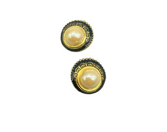 Joan Rivers Classics Collection Clip On Earrings Faux Pearl & Gold Tone Accents