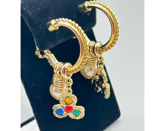 Clip Hoops Earrings Removable Dangles Jackets Pearls Drops Mogul Style Cabochons