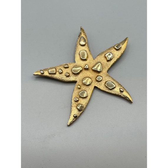 Vintage Gold Tone Starfish Seastar Pin Brooch Tex… - image 2
