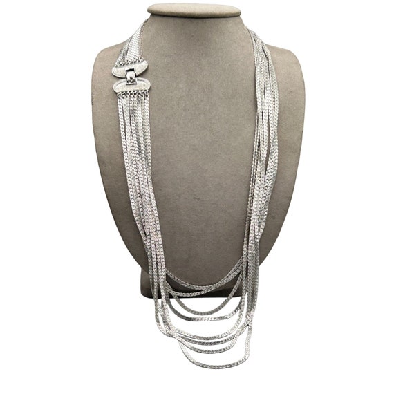 Monet Long Chunky Chain Necklace Silver Tone Rope - Ruby Lane