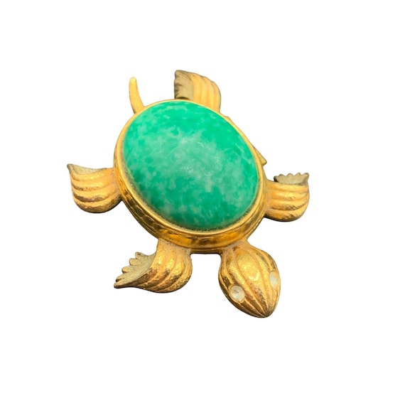 Avon Solid Perfume Compact: Green Turtle Design - image 1