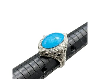 Naomi Pevsner Ring Size 8 Blue Faceted Gemstones Sterling Silver Large Statement