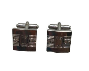 Vintage P&K Sterling Silver Formal Cufflinks Ornate Textured Design Square Face