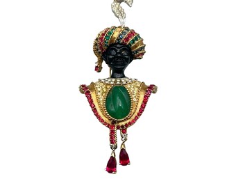 Vintage Scarce Marcel Boucher Blackamoor Prince Pin Brooch Signed and Numbered
