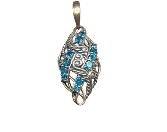 CAROLYN POLLACK  Enhancer Pendant Blue Topaz Sterling Silver Pendant Relios