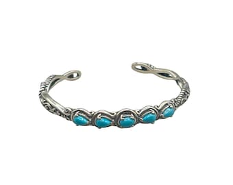 CAROLYN POLLACK Sterling SIlver Turquoise Bracelet Thin 925 Silver Cuff Bracelet Relios