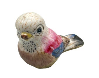 Older Vintage Bird Figurine Colorful Hand Painted Small Bird Miniature Decor