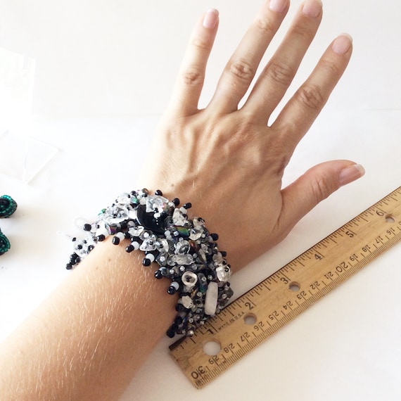 cluster bracelet beaded handmade statement bracel… - image 5