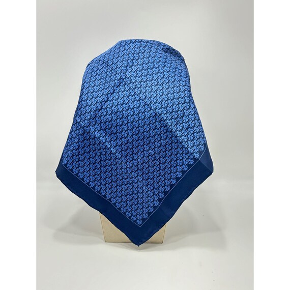 Silk Square Scarf Handkerchief Small Foulard Blue… - image 2