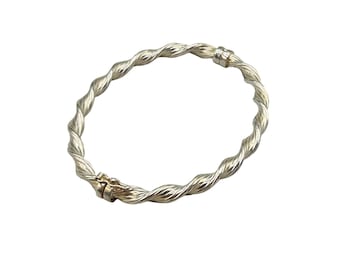 Vintage Sterling Silver Hinged Bangle Bracelet Twisted Design