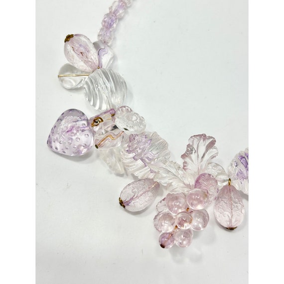 Vintage Lucite Necklace Clear Pink & Purple Straw… - image 7