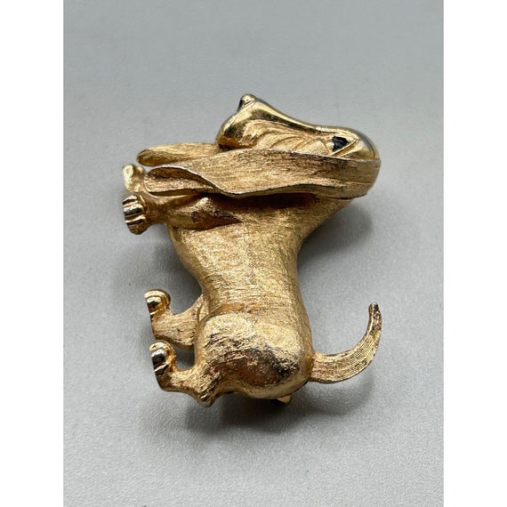 Signed BOUCHER Basset Hound Dog Pin Brooch Gold T… - image 7