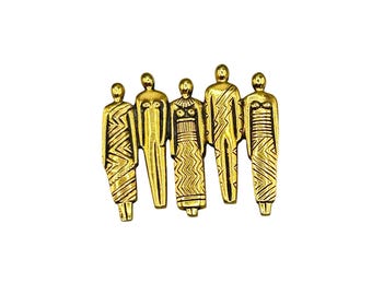 Vintage LAUREL. BURCH Women Pin Gold Tone Ethnic Style Designer Signed