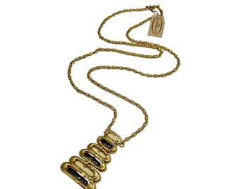 Vtg D'Orlan New with Original Tag Pendant Necklace Articulated Chain Gold Tone