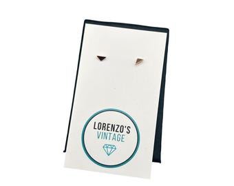 Tiny Petite Triangle Stud Earrings Sterling Silver Rose Gold Wash Dainty Studs