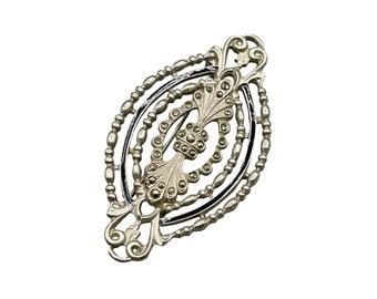 Vintage Silver Tone Brooch Art Deco Design w Marcasites Elegant Classic Design
