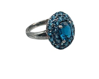 Blue Topaz Ring Size 8 Sterling Silver 925 Quality Retired QVC Jewelry