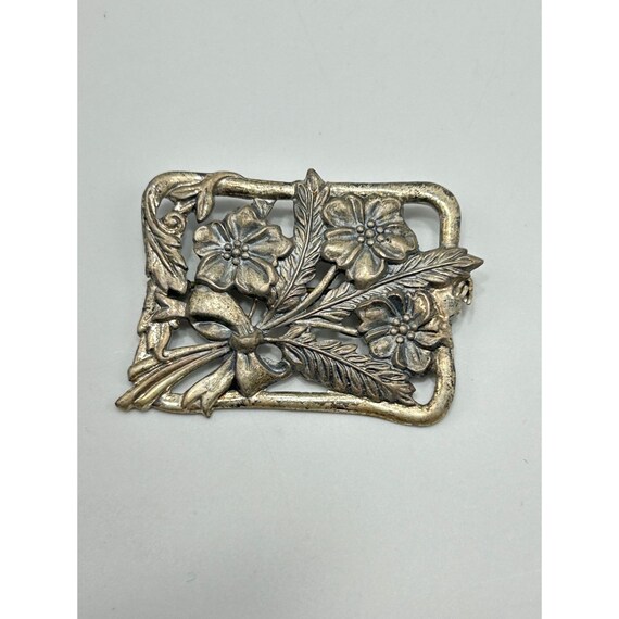 Vintage Sterling Silver Pin Brooch Flowers Bouque… - image 2