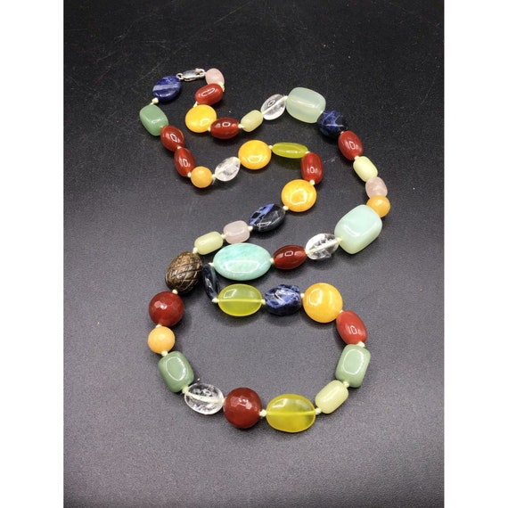 Genuine Semi Precious Stones Necklace Colorful Be… - image 3