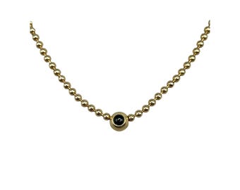 Vintage Avon Gold Toned Ball Chain Beaded Necklace with Black Accent