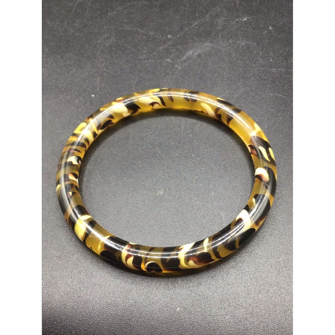 Vintage Animal Print Plastic Bangle Bracelet Tiger Pattern Retro Funky ...