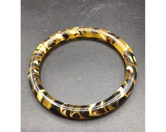 Vintage Animal Print Plastic Bangle Bracelet Tiger Pattern Retro Funky Design