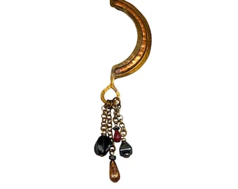 Vintage MARJORIE BAER SF Brooch Hammered Copper Modernist Brutalist Dangling Bead Pin