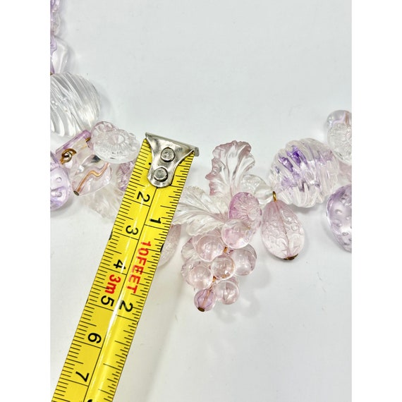Vintage Lucite Necklace Clear Pink & Purple Straw… - image 9