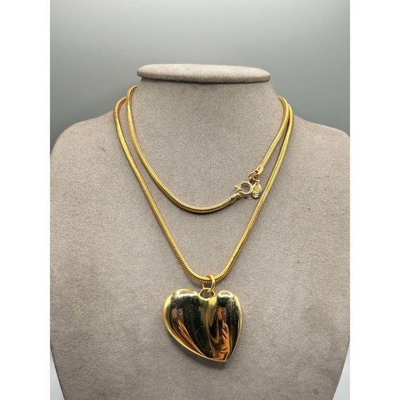Vintage Carolee Heart Necklace 90s Long Snake Coi… - image 5