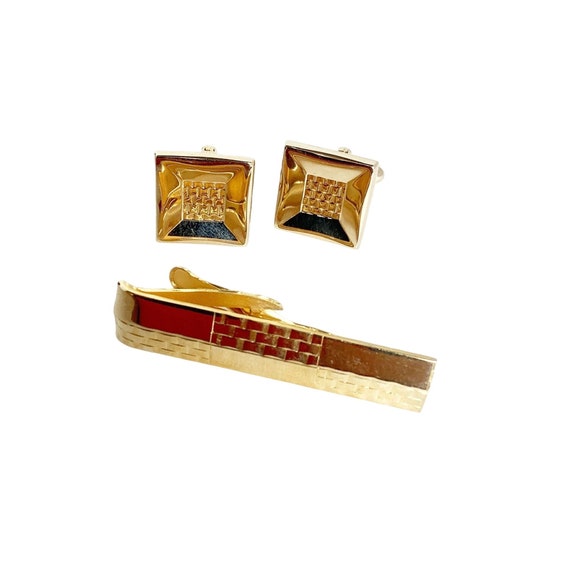 Hickok USA Gold Cufflink Tie Bar Set: Vintage Man Accessory