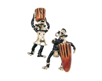 Vintage African Drummers Pins Set Of 2 Charles F. Worth Bakelite Instruments