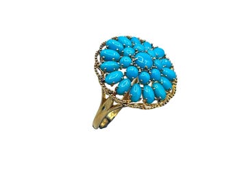 HSN Heritage Gems Sterling Sleeping Beauty Turquoise Halo Ring Size 10