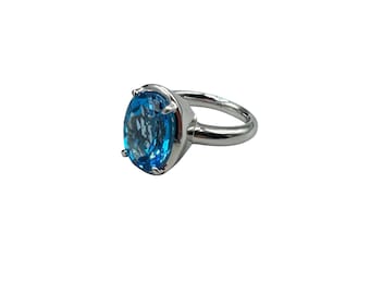 Blue Topaz Ring Size 8 Sterling Silver 925 Fabulous Gemstone Ring