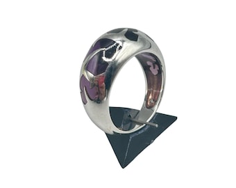 18K Gold 750 White Gold Ring Size 6 Smooth Domed Leaf Design Fully Hallmarked