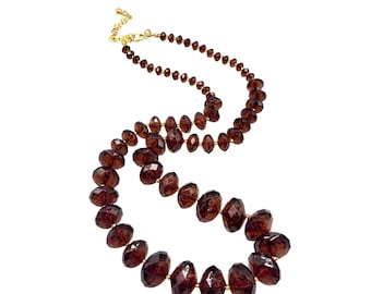 Vintage Joan Rivers Long Necklace Plastic Graduated Topaz Faceted Beads