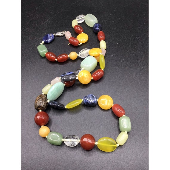 Genuine Semi Precious Stones Necklace Colorful Be… - image 2