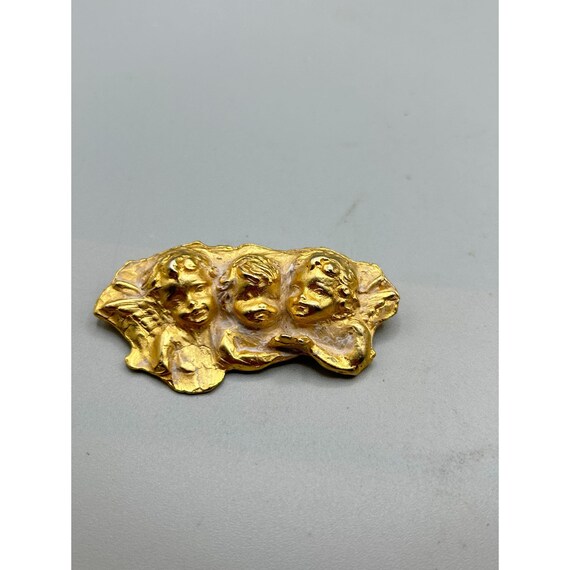 Vintage Pin Brooch La Rage Three Angels Cherubs i… - image 2