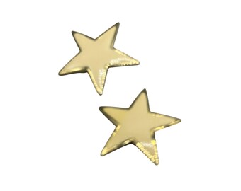 ELLEN'S DESIGN Cream Enamel Stars Earrings Clip On 80s Costume Jewelry