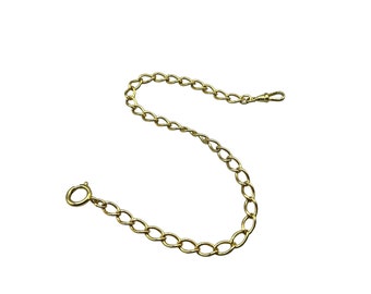 Vintage Gold Tone Watch Chain with Dog Clip Simple Large Links and Clasp
