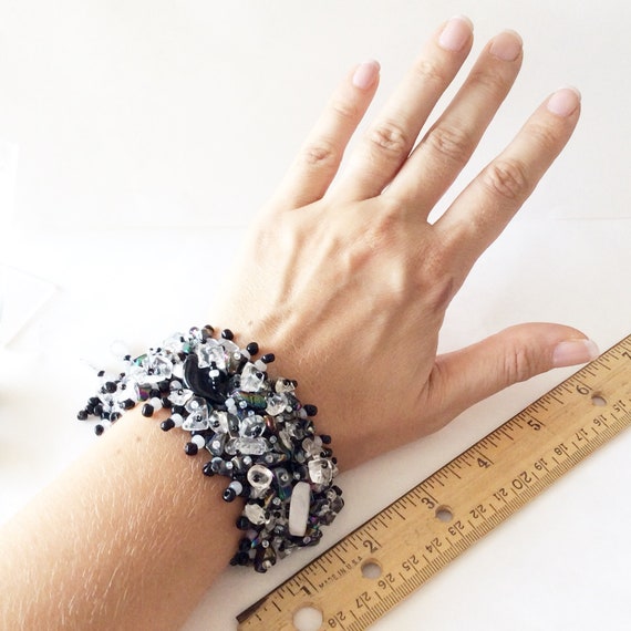 cluster bracelet beaded handmade statement bracel… - image 4
