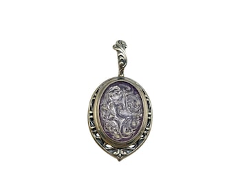 CAROLYN POLLACK Removable Enhancer Pendant Carved Amethyst Sterling Silver Pendant Relios